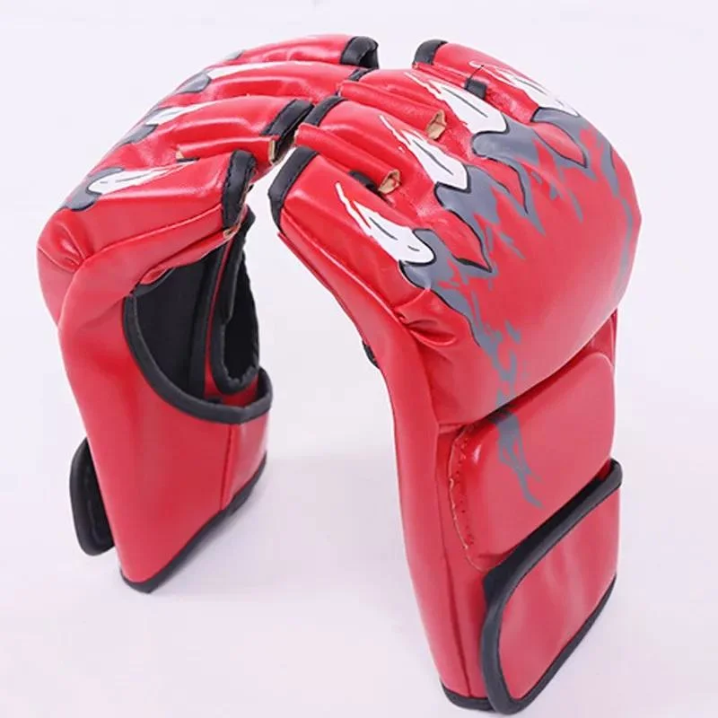 Kick Half Fingers Leather Mens Boxing MMA Gloves